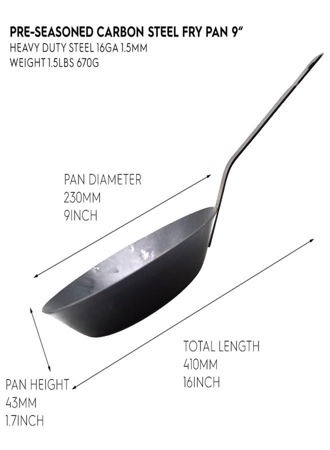 FUJIDENSO 1 Pack Black Carbon Steel Frying Pan, 9 Inch, Heavy Gauge, Non-Stick Chemical-Free Coating, No Rivet Welded Handle - Image 5